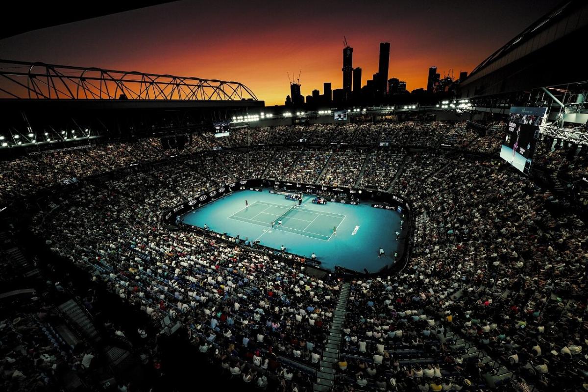 Tennis action at the Australian Open 